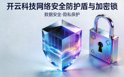 开云科技网络安全防护盾与加密锁概念图